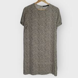 Jenni Kayne Leopard T-Shirt Dress | XS Brown Short Sleeve Cottage Coastal Granny